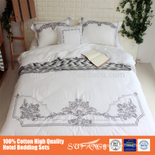 Custom Screen Printed embroidered Bedding Comforter Set Used Hotel bed sheet, hotel bed linen, 5 start hotel bed sheet